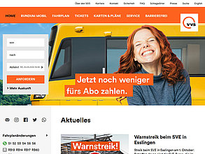 Web site with TYPO3: Verkehrs- und Tarifverbund Stuttgart