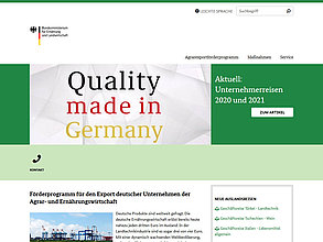 web site with TYPO3: promotion of agricultural exports of the German Federal Ministry of Food, Agriculture and Consumer Protection