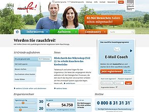 Web site with TYPO3: the portal Rauchfrei-Info of the German Bundeszentrale für gesundheitliche Aufklärung