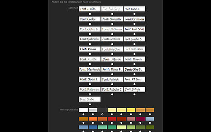 editing view with the TYPO3 extension sr_sendcard offering diverse colors and fonts